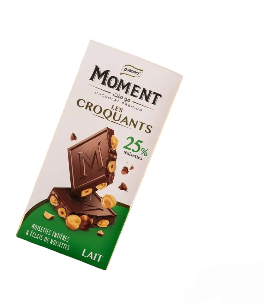 chocolat au lait– Les Croquants –25% noisettes et raisin sec 145g